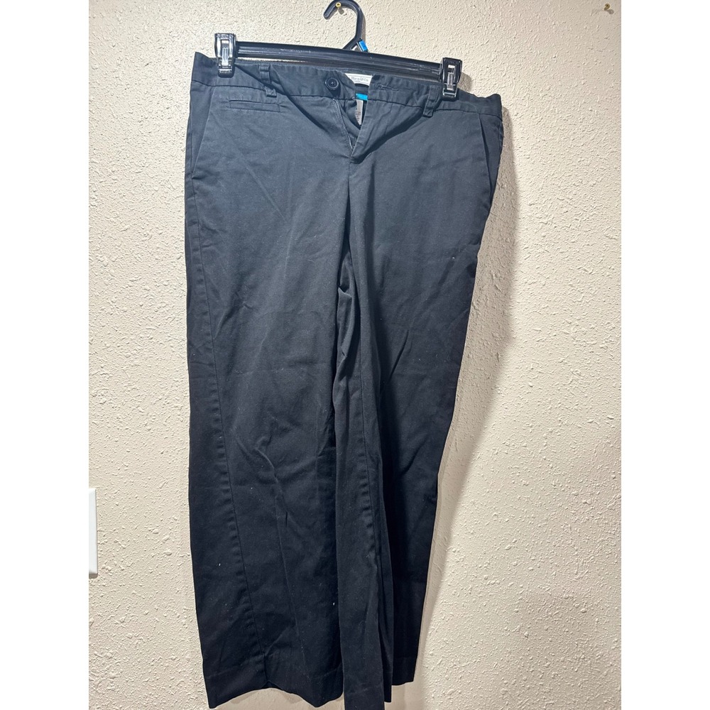GH Bass & Co Womens Black Stretch Chino Pants Size 10 Straight Leg Flat Front